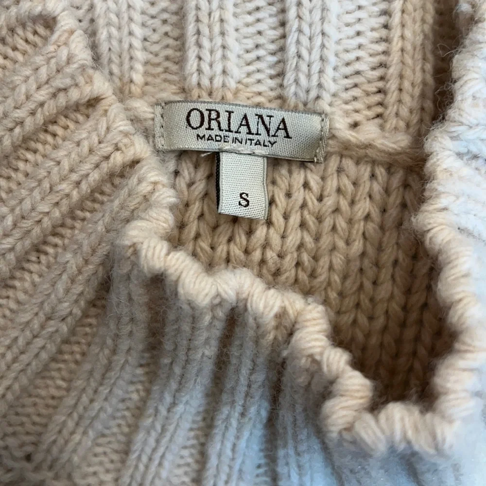 Oriana Cream & Black Wool Blend Knit Sweater Size S
